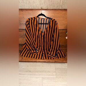 Striped Orange and Black Women's Top